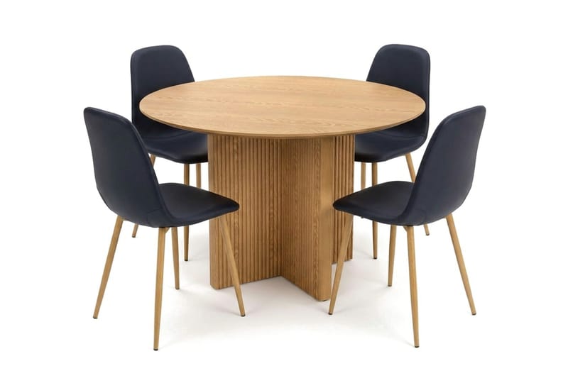 Edda spisegruppe rund 110 cm Eik med 4 Nibe spisestoler - Eik - Møbler - Bord - Spisegruppe