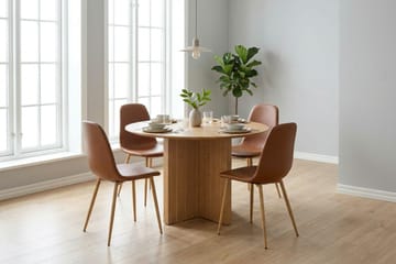Edda spisegruppe rund 110 cm Eik med 4 Nibe spisestoler - Eik - Møbler - Bord - Spisegruppe