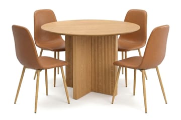 Edda spisegruppe rund 110 cm Eik med 4 Nibe spisestoler - Eik - Møbler - Bord - Spisegruppe