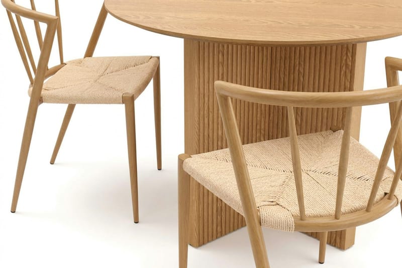Edda spisegruppe rund 110 cm eik med 4 Winston spisestoler - Eik - Møbler - Bord - Spisegruppe