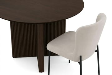 Edda Spisegruppe Rund 110 cm Røkt Eik med 4 Elsie Spisestoler - Røkt Eik/Beige - Møbler - Bord - Spisegruppe