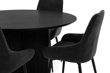 Edda spisegruppe rund 110 cm svart med 4 Alsarp spisestoler - Svart - Møbler - Bord - Spisegruppe