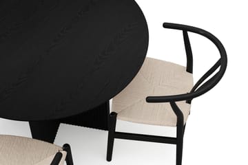 Edda spisegruppe rund 110 cm svart med 4 Dastoori spisestoler - Svartbeiset eik - Møbler - Bord - Spisegruppe