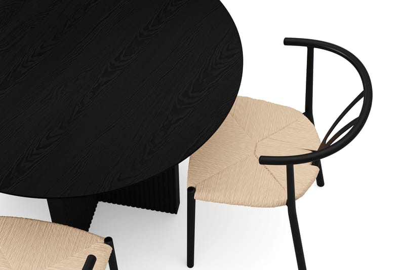 Edda spisegruppe rund 110 cm svart med 4 Elysia spisestoler - Svartbeiset eik - Møbler - Bord - Spisegruppe
