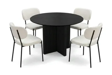 Edda spisegruppe rund 110 cm svart med 4 Gemmiano spisestoler - Svart - Møbler - Bord - Spisegruppe