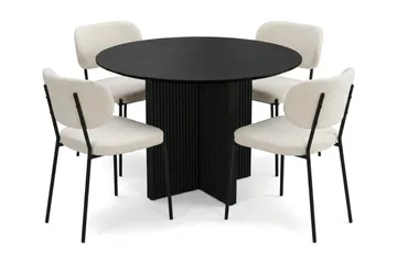 Edda spisegruppe rund 110 cm svart med 4 Gemmiano spisestoler - Svart - Møbler - Bord - Spisegruppe