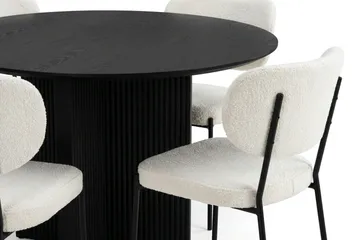 Edda spisegruppe rund 110 cm svart med 4 Gemmiano spisestoler - Svart - Møbler - Bord - Spisegruppe