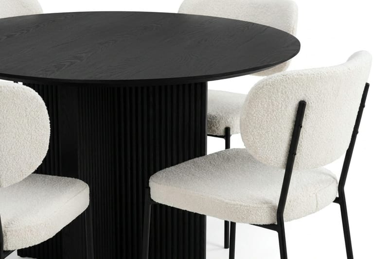 Edda spisegruppe rund 110 cm svart med 4 Gemmiano spisestoler - Svart - Møbler - Bord - Spisegruppe