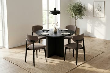Edda spisegruppe rund 110 cm svart med 4 Molly spisestoler - Svart - Møbler - Bord - Spisegruppe