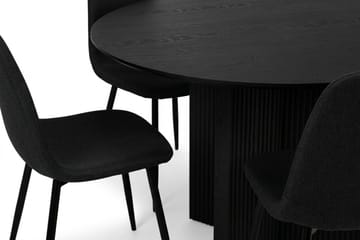 Edda spisegruppe rund 110 cm Svart med 4 Nibe spisestoler - Svart - Møbler - Bord - Spisegruppe