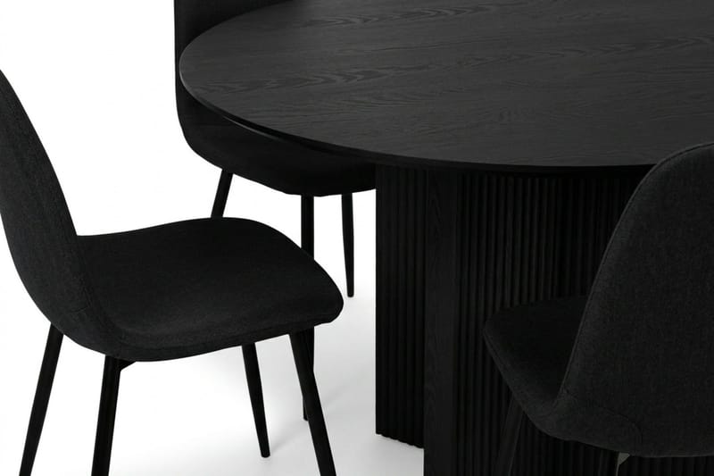 Edda spisegruppe rund 110 cm Svart med 4 Nibe spisestoler - Svart - Møbler - Bord - Spisegruppe