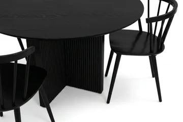 Edda spisegruppe rund 110 cm svart med 4 Tyrö spisestoler - Svart - Møbler - Bord - Spisegruppe