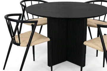 Edda spisegruppe rund 110 cm svart med 4 Winston spisestoler - Svart - Møbler - Bord - Spisegruppe