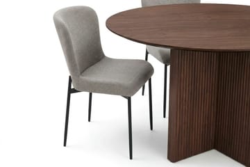 Edda spisegruppe rund 110 cm valnøtt med 4 Elsie spisestoler - Valnøtt/lysegrå - Møbler - Bord - Spisegruppe