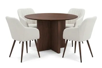 Edda spisegruppe rund 110 cm valnøtt med 4 Filippa spisestoler - Valnøtt - Møbler - Bord - Spisegruppe