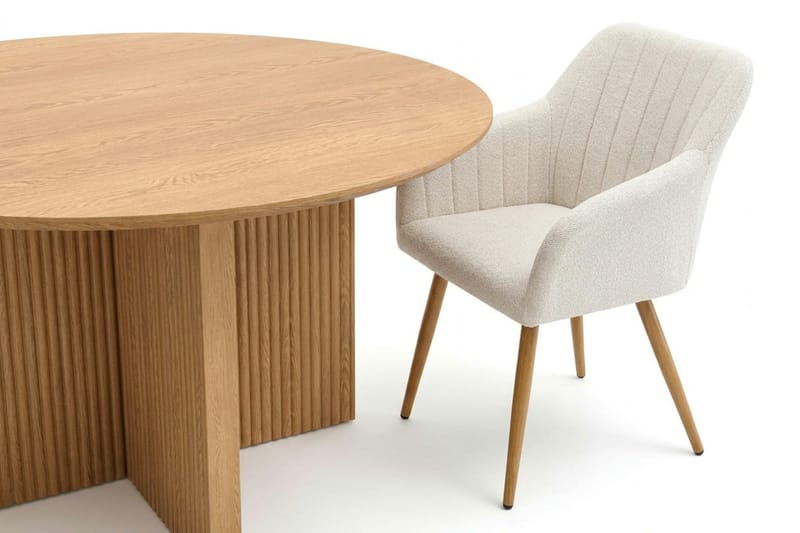 Edda spisegruppe rund 130 cm eik med 6 Filippa spisestoler - Eik - Møbler - Bord - Spisegruppe