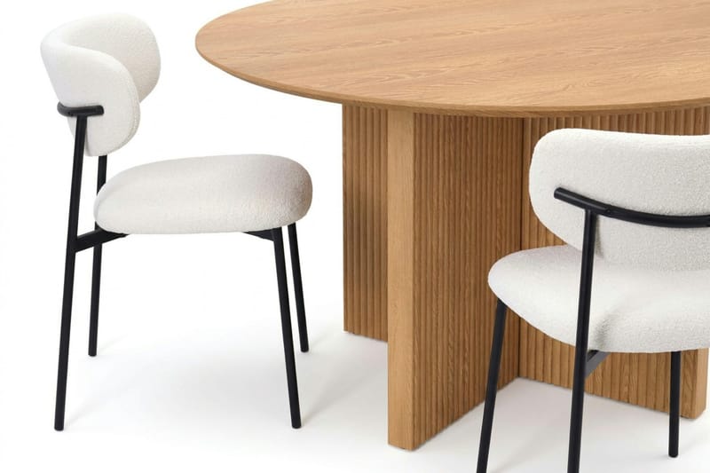Edda spisegruppe rund 130 cm eik med 6 Lucy spisestoler - Eik - Møbler - Bord - Spisegruppe