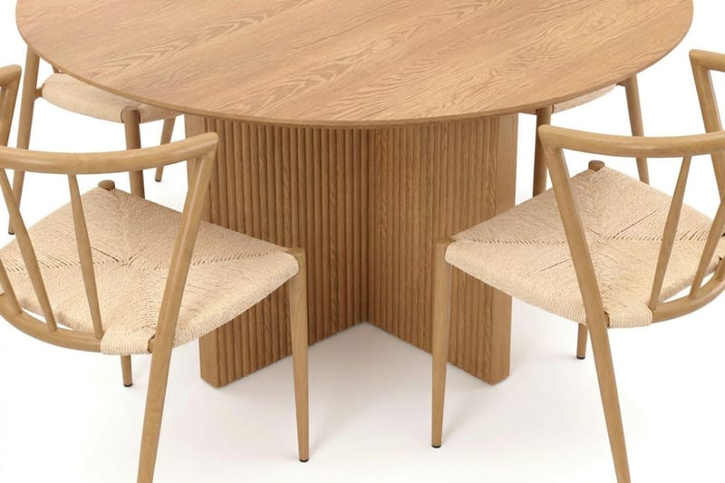 Edda spisegruppe rund 130 cm eik med 6 Winston spisestoler - Eik - Møbler - Bord - Spisegruppe