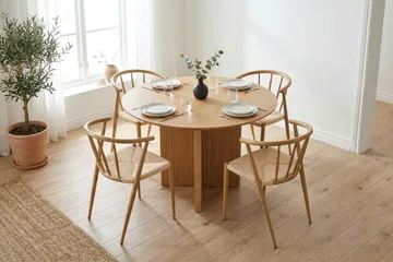 Edda spisegruppe rund 130 cm eik med 6 Winston spisestoler - Eik - Møbler - Bord - Spisegruppe