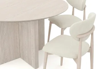 Edda Spisegruppe rund 130 cm Hvitlasert med 6 Molly Spisestoler - Hvitlasert eik - Møbler - Bord - Spisegruppe