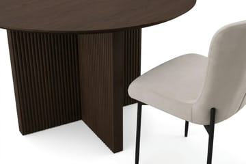 Edda Spisegruppe Rund 130 cm Røkt Eik med 6 Elsie Spisestoler - Røkt Eik/Beige - Møbler - Bord - Spisegruppe