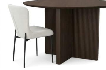 Edda spisegruppe rund 130 cm røkt eik med 6 Elsie spisestoler - Røkt eik/hvit - Møbler - Bord - Spisegruppe