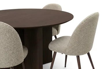 Edda spisegruppe rund 130 cm røkt eik med 6 Nibe Plus spisestoler - Røkt eik - Møbler - Bord - Spisegruppe