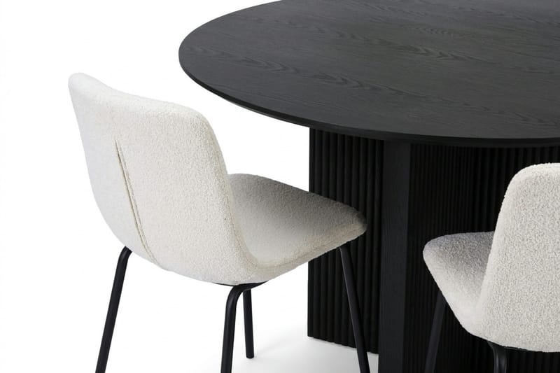 Edda spisegruppe rund 130 cm svart med 6 Katy spisestoler - Svart - Møbler - Bord - Spisegruppe