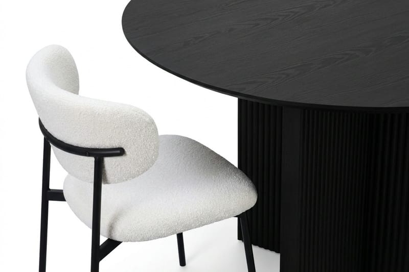 Edda spisegruppe rund 130 cm svart med 6 Lucy spisestoler - Svart - Møbler - Bord - Spisegruppe