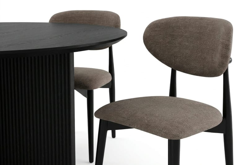 Edda spisegruppe rund 130 cm svart med 6 Molly spisestoler - Svart - Møbler - Bord - Spisegruppe