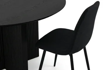 Edda spisegruppe rund 130 cm svart med 6 Nibe spisestoler - Svart - Møbler - Bord - Spisegruppe