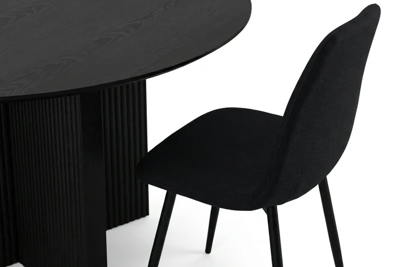 Edda spisegruppe rund 130 cm svart med 6 Nibe spisestoler - Svart - Møbler - Bord - Spisegruppe