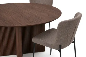 Edda spisegruppe rund 130 cm valnøtt med 6 Elsie spisestoler - Valnøtt/grå - Møbler - Bord - Spisegruppe