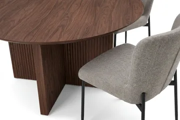 Edda spisegruppe rund 130 cm valnøtt med 6 Elsie spisestoler - Valnøtt/lysegrå - Møbler - Bord - Spisegruppe