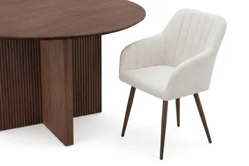 Edda spisegruppe rund 130 cm valnøtt med 6 Filippa spisestoler - Valnøtt - Møbler - Bord - Spisegruppe
