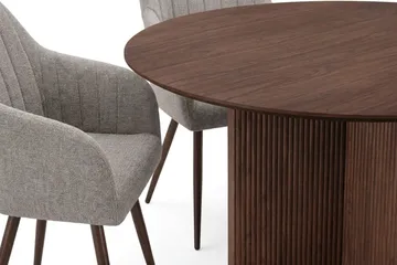 Edda spisegruppe rund 130 cm valnøtt med 6 Filippa spisestoler - Valnøtt - Møbler - Bord - Spisegruppe