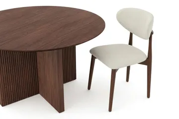 Edda spisegruppe rund 130 cm valnøtt med 6 Molly spisestoler - Valnøtt - Møbler - Bord - Spisegruppe