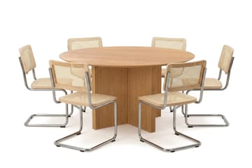Edda spisegruppe rund 150 cm eik med 6 Build spisestoler - Eik - Møbler - Bord - Spisegruppe