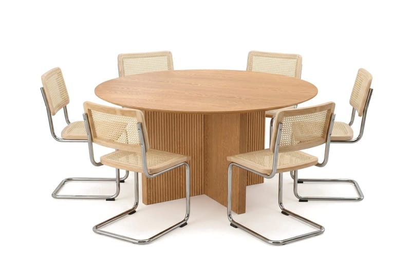 Edda spisegruppe rund 150 cm eik med 6 Build spisestoler - Eik - Møbler - Bord - Spisegruppe