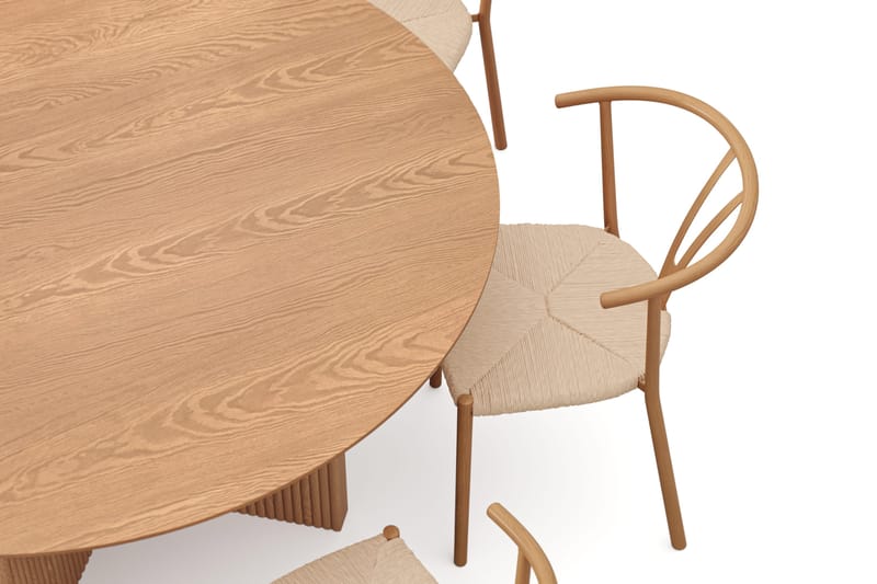 Edda Spisegruppe rund 150 cm Eik med 6 Elysia Spisestoler - Eik - Møbler - Bord - Spisegruppe
