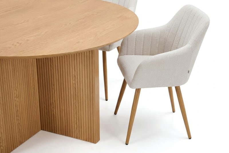 Edda spisegruppe rund 150 cm eik med 6 Filippa spisestoler - Eik - Møbler - Bord - Spisegruppe
