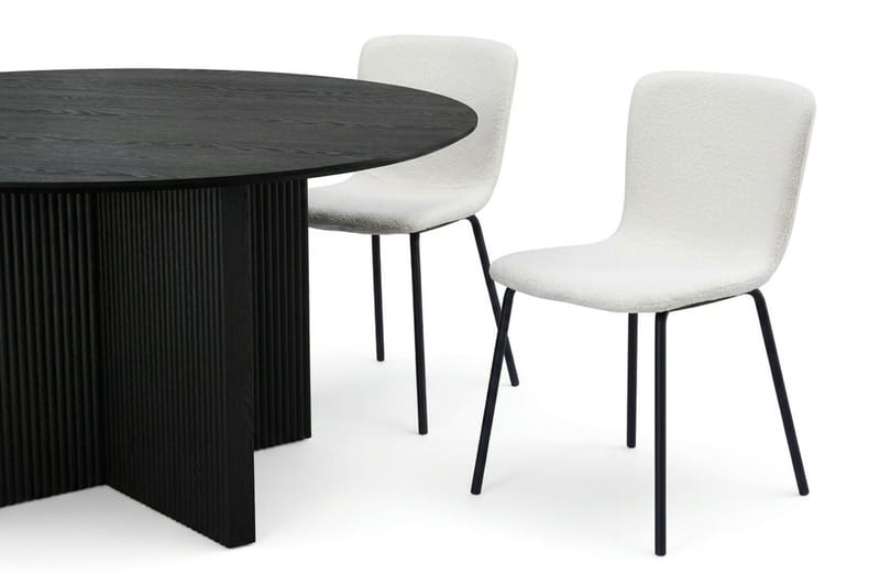 Edda spisegruppe rund 150 cm svart med 6 Katy spisestoler - Svart - Møbler - Bord - Spisegruppe