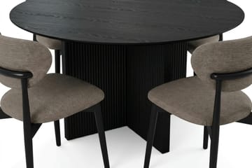 Edda spisegruppe rund 150 cm svart med 6 Molly spisestoler - Svart - Møbler - Bord - Spisegruppe