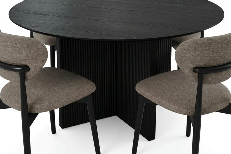Edda spisegruppe rund 150 cm svart med 6 Molly spisestoler - Svart - Møbler - Bord - Spisegruppe