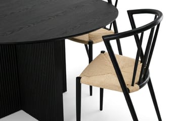 Edda spisegruppe rund 150 cm svart med 6 Winston spisestoler - Svart - Møbler - Bord - Spisegruppe
