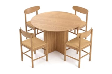 Edda spisegruppe rundt 110 cm eik med 4 Malte spisestoler - Møbler - Bord - Spisegruppe