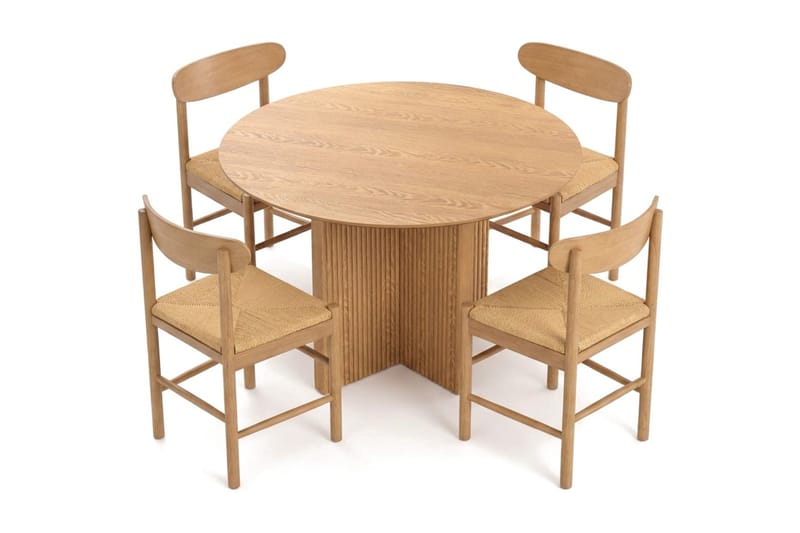 Edda spisegruppe rundt 110 cm eik med 4 Malte spisestoler - Møbler - Bord - Spisegruppe