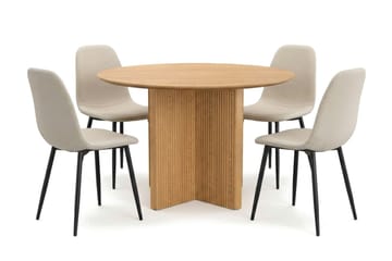 Edda spisegruppe rundt 110 cm eik med 4 Nibe spisestoler - Eik - Møbler - Bord - Spisegruppe