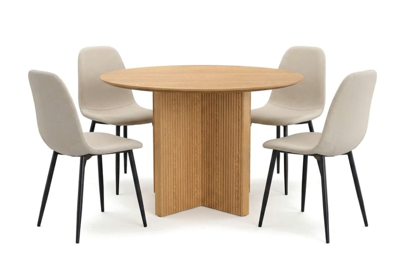 Edda spisegruppe rundt 110 cm eik med 4 Nibe spisestoler - Eik - Møbler - Bord - Spisegruppe