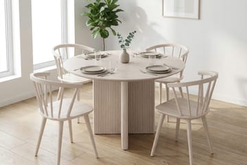 Edda Spisegruppe rundt 110 cm Hvitlasert med 4 Tyrö Spisestoler - Hvitlasert eik - Møbler - Bord - Spisegruppe